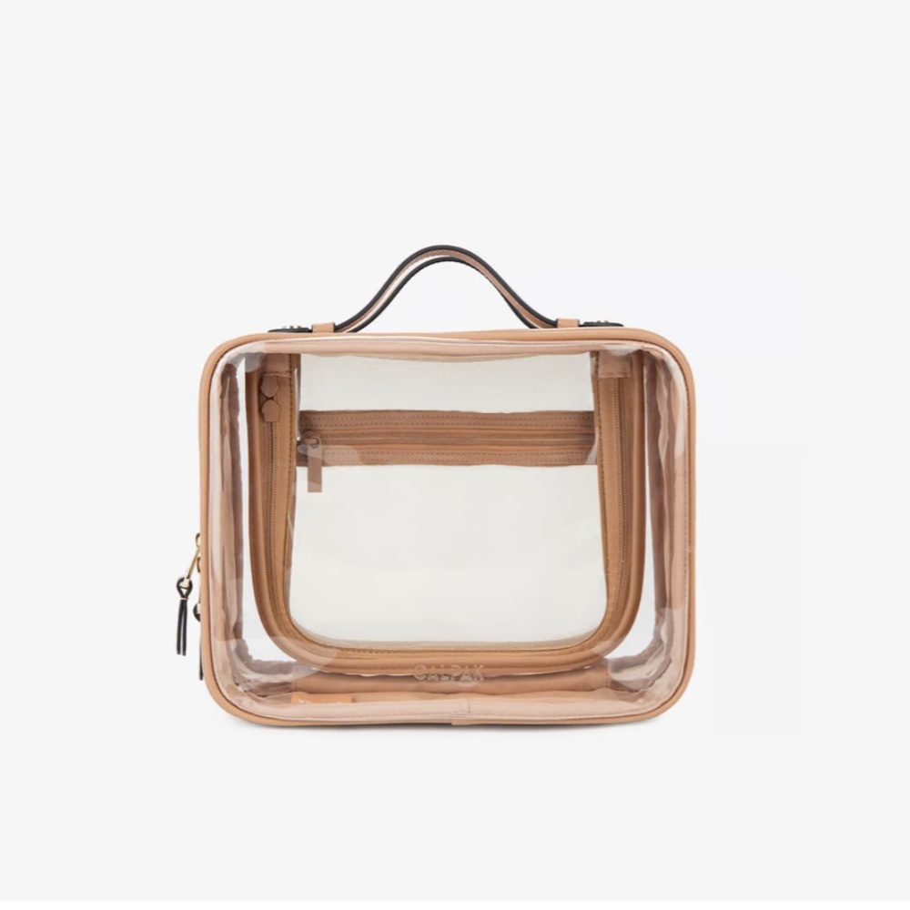 Calpak Large Clear Travel Cosmetics Case in Caramel